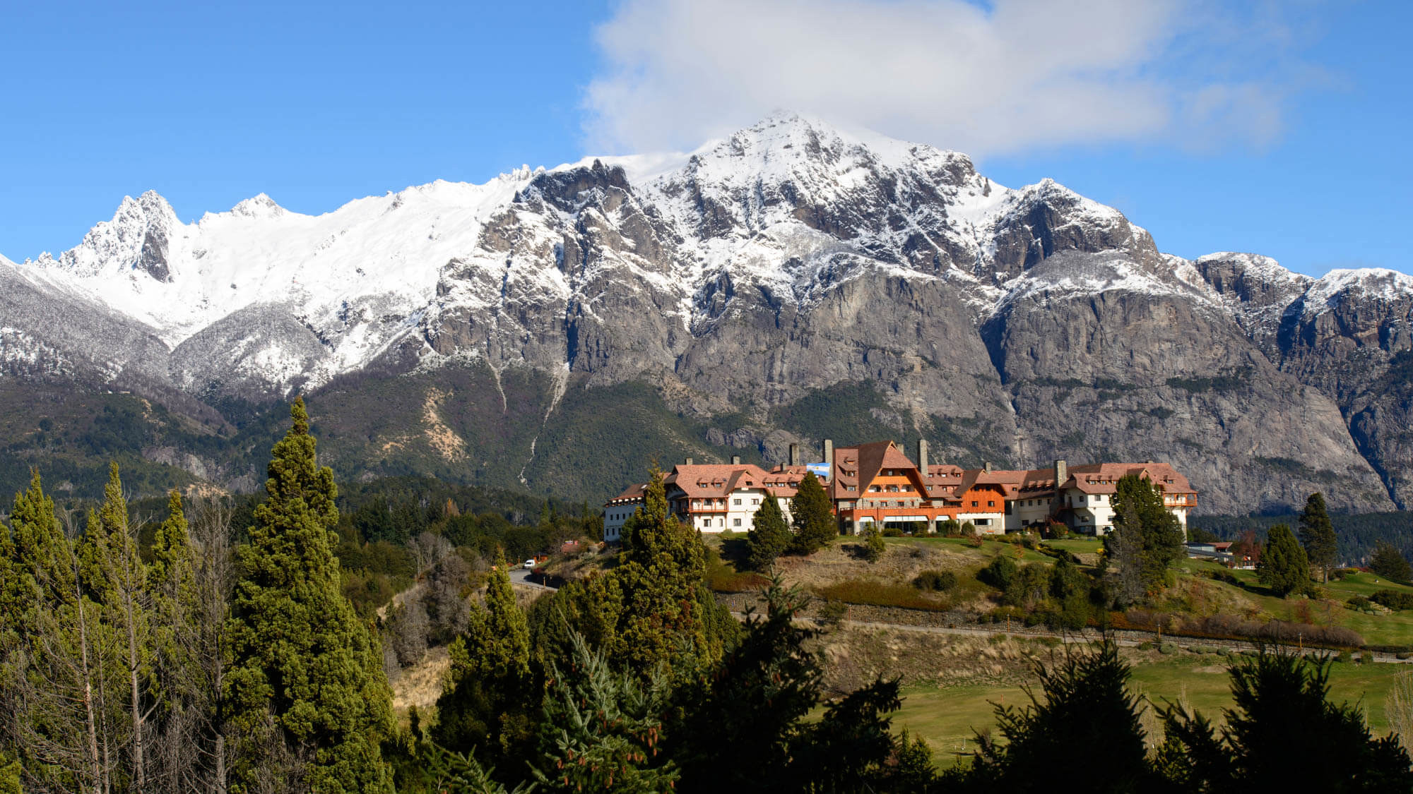 Hotel LLao Llao with the mountains in the background